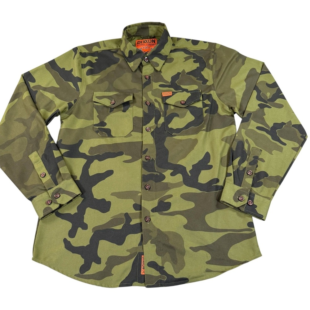 Dixxon Flannel The Sarge Mens M Green Camo Long Sleeve Button Up Shirt Biker